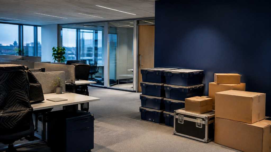 Moving boxes and protected furniture during an office move